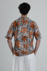 Turuncu Yaprak Desenli Gömlek
