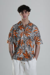 Turuncu Yaprak Desenli Gömlek