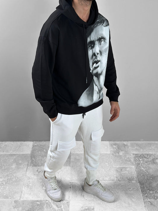 Üç İplik Siyah Thomas Hoodie