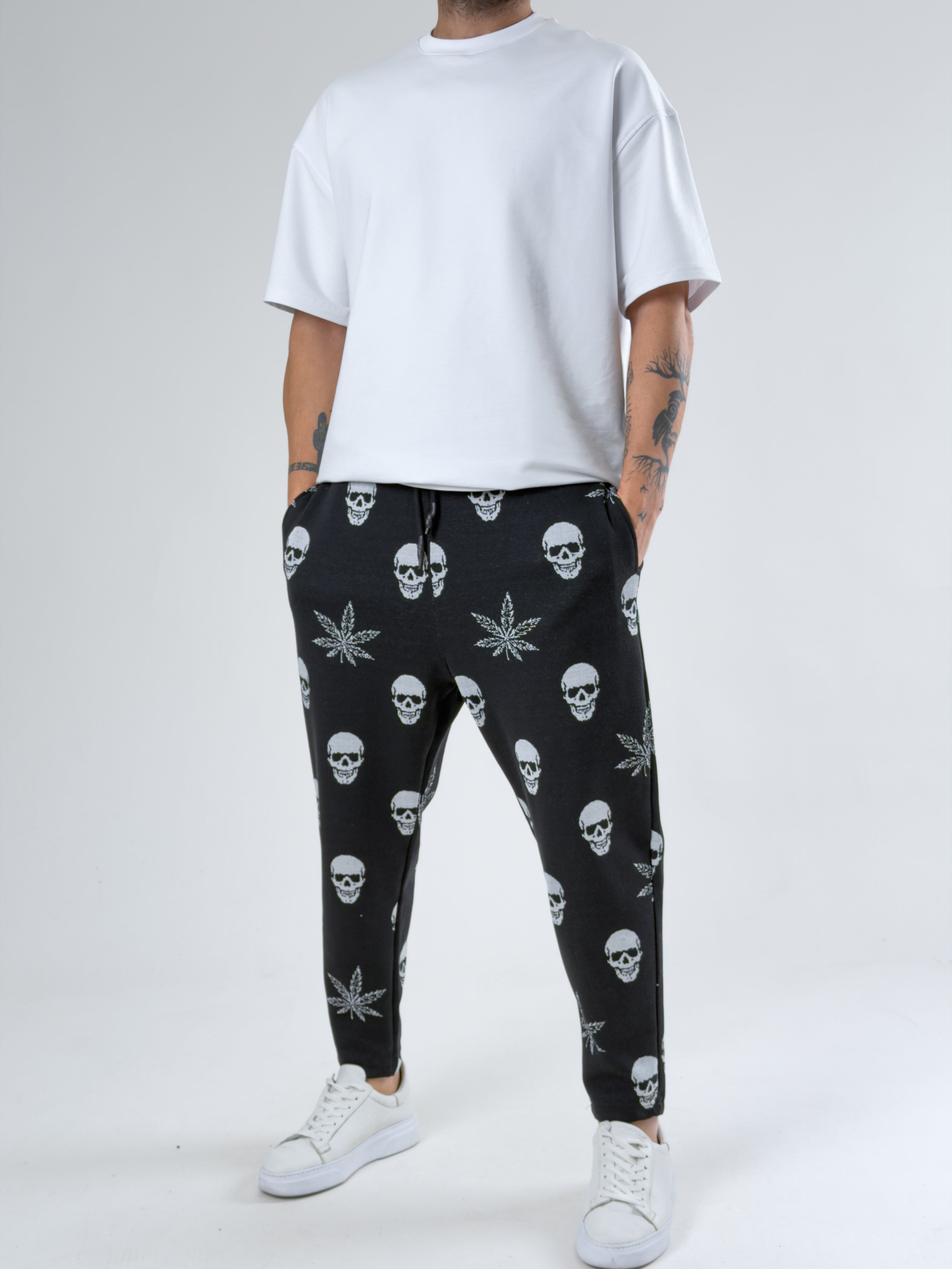 Skull Leaf Jogger Pantolon