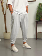 Açık Gri Kazayağı Desenli Jogger Pantolon