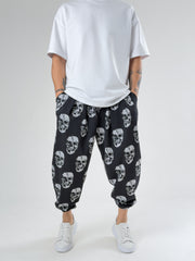 Skull Pattern Pileli Jogger Pantolon