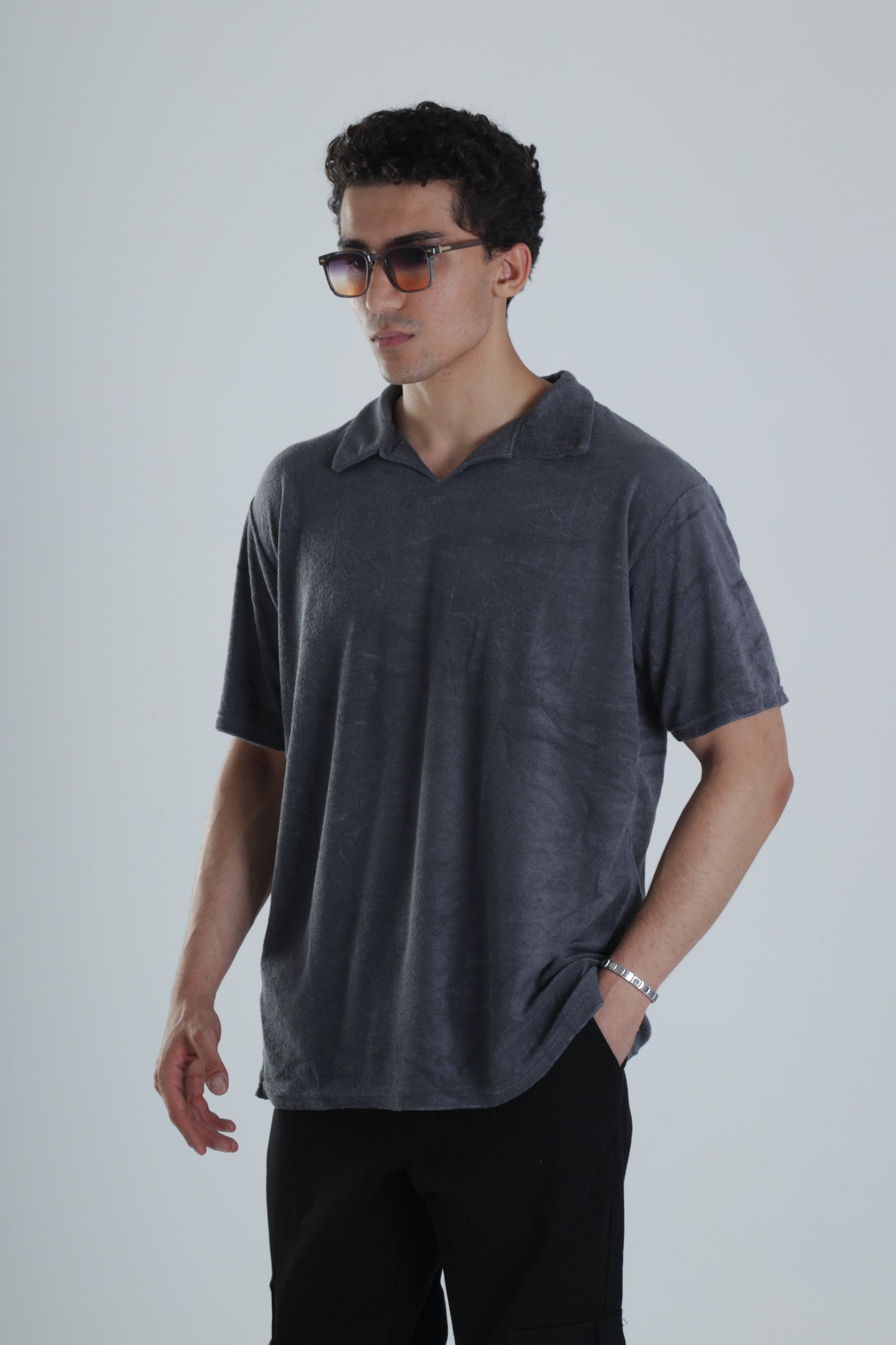 Yazlık Havlu Kumaş Gri T-Shirt