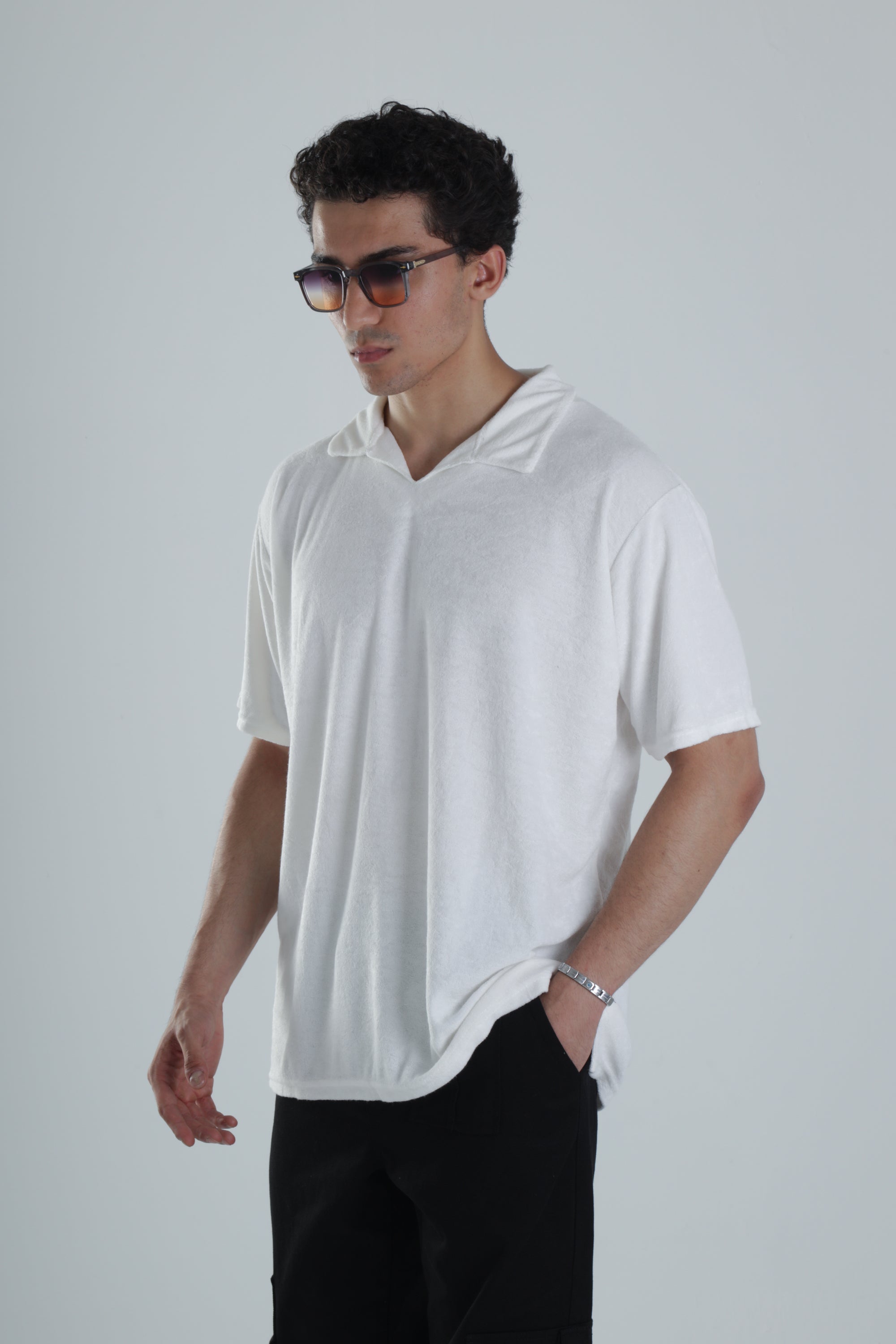 Yazlık Havlu Kumaş Beyaz T-Shirt