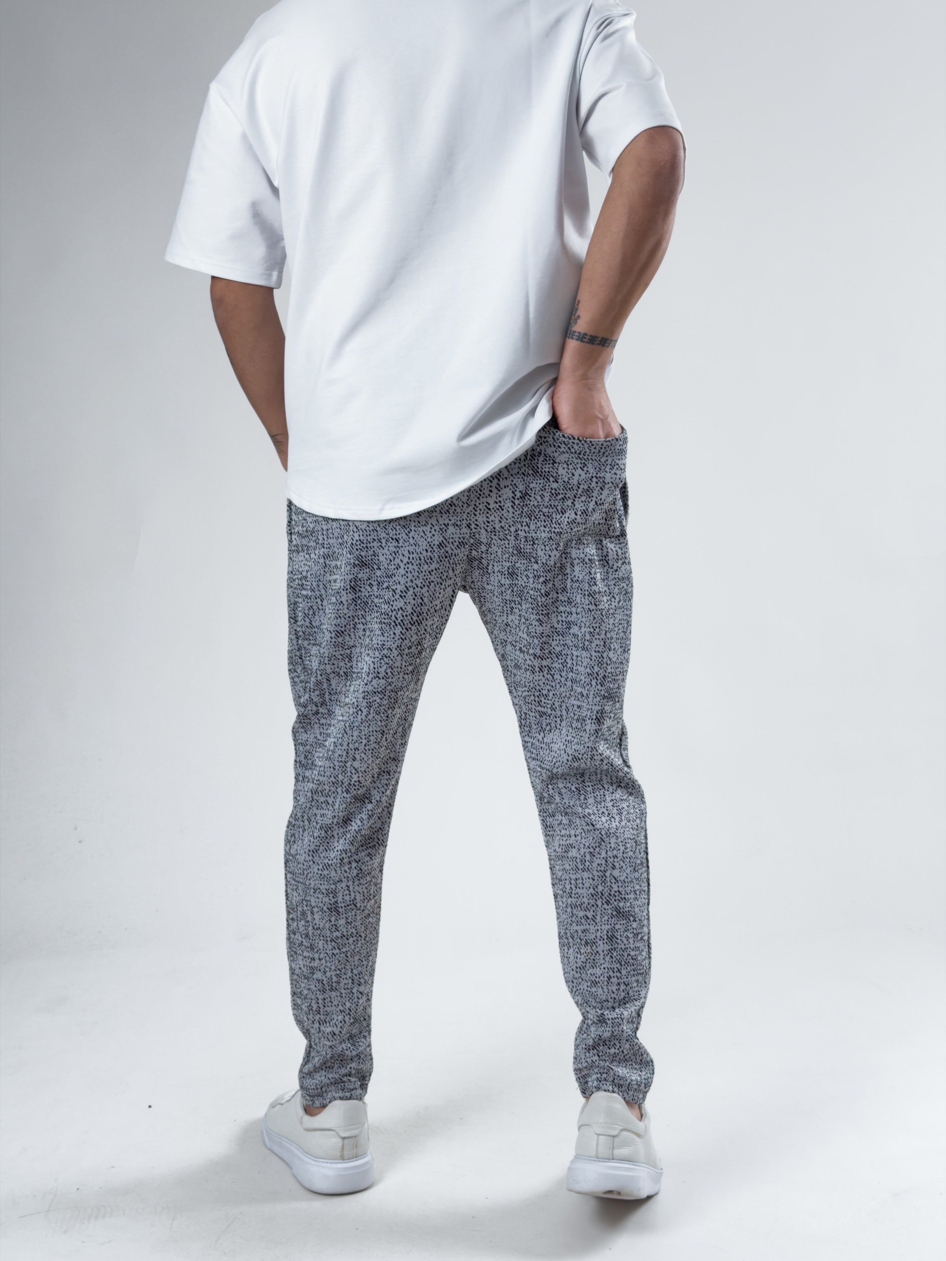 Speckle Pattern Havuç Kesim Pantolon