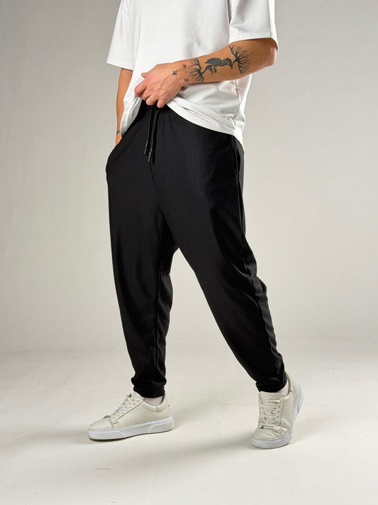 Slim Stripe Black Pantolon