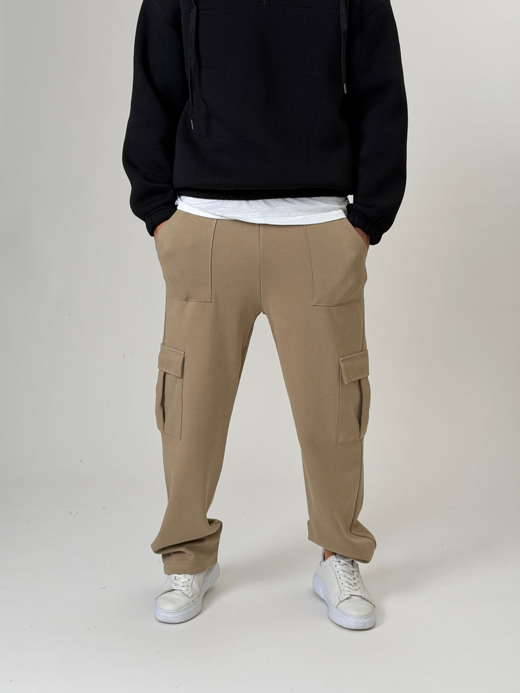 Bej Büzgülü Cepli Jogger Pantolon