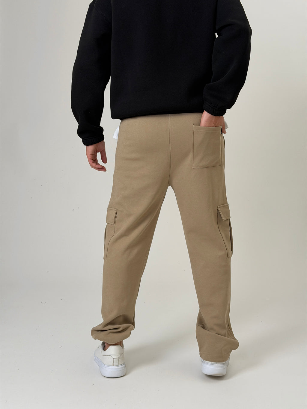 Bej Büzgülü Cepli Jogger Pantolon