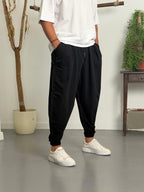 Siyah Pis Dikiş Jogger Pantolon