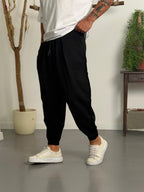 Siyah Pis Dikiş Jogger Pantolon