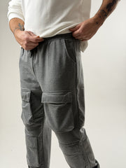 Dark Grey Melange Büzgülü Cepli Jogger Pantolon