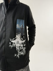 Big In Japan Siyah Fermuarlı Uzun Sweatshirt