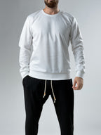 Ekru Basic Bisiklet Yaka Sweatshirt