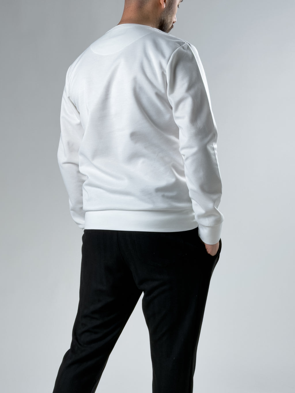 Ekru Basic Bisiklet Yaka Sweatshirt