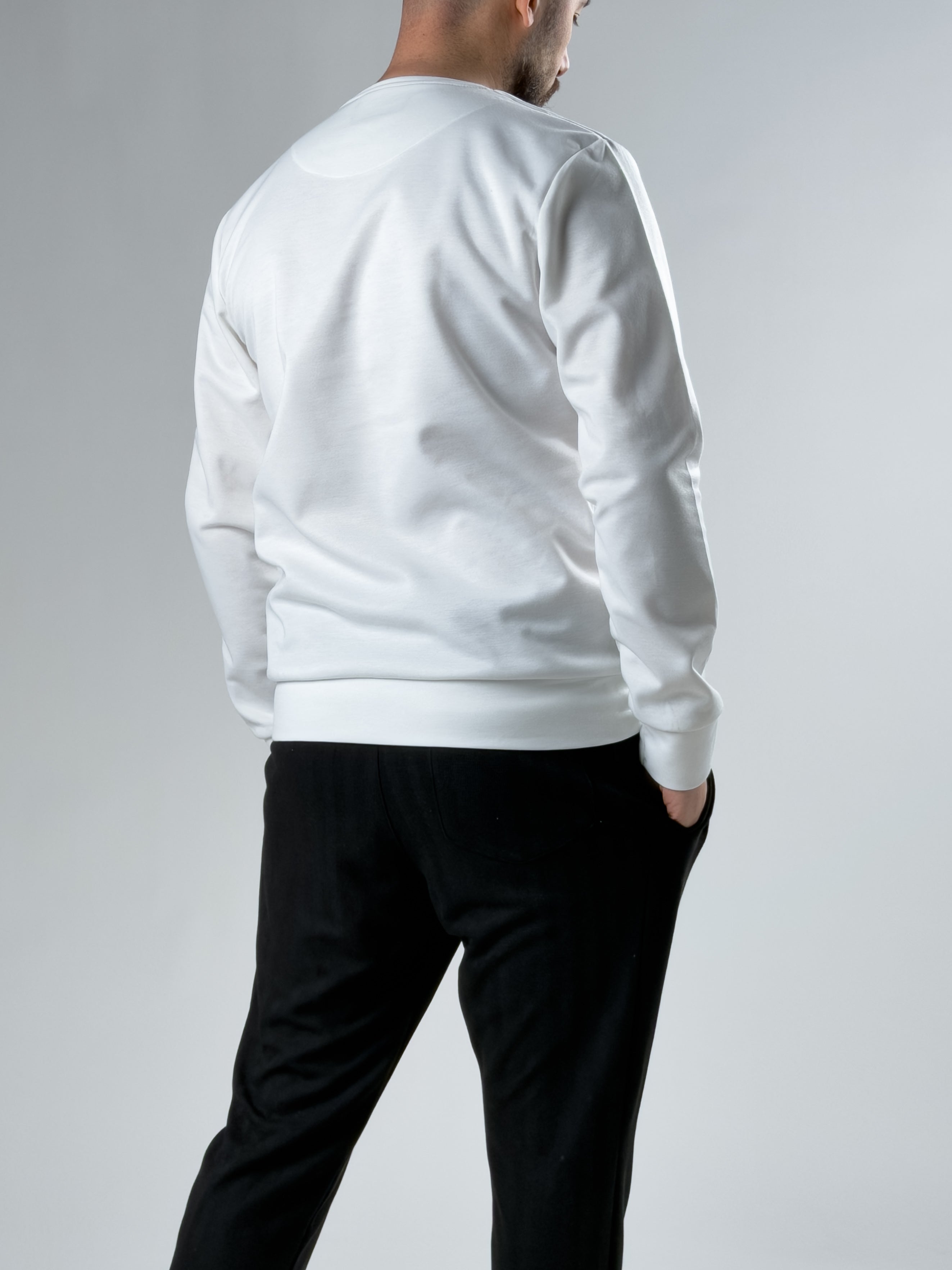 Ekru Basic Bisiklet Yaka Sweatshirt