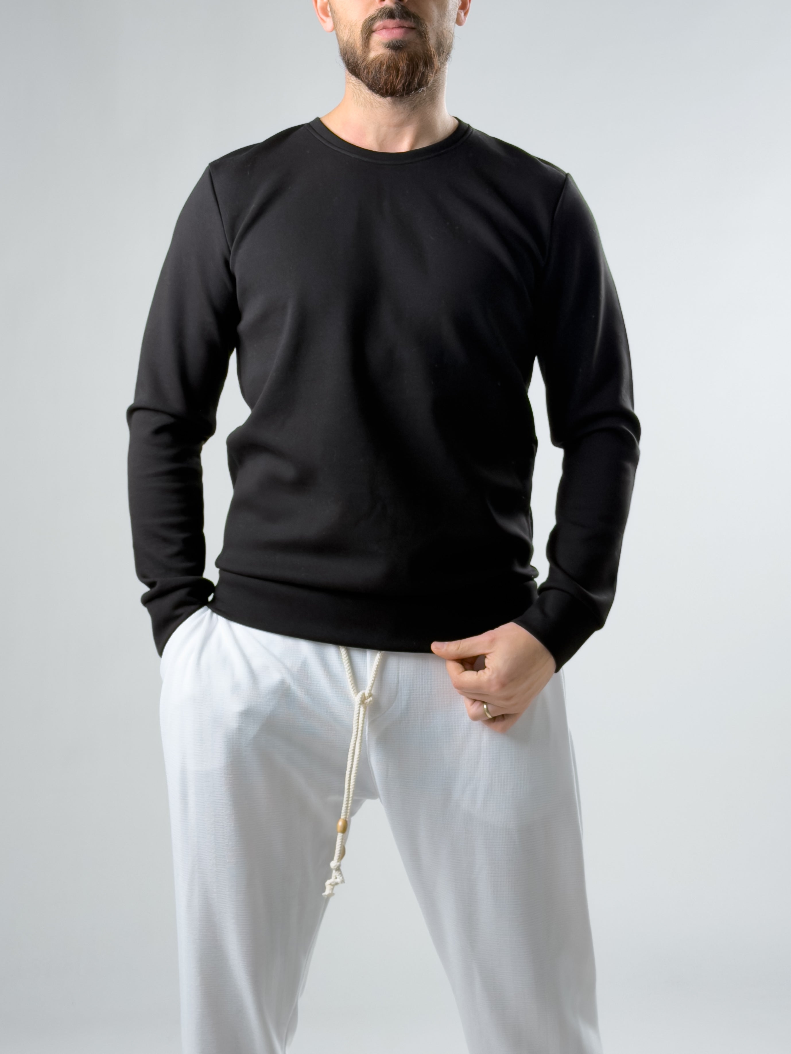 Siyah Basic Bisiklet Yaka Sweatshirt Ürün ana görseli