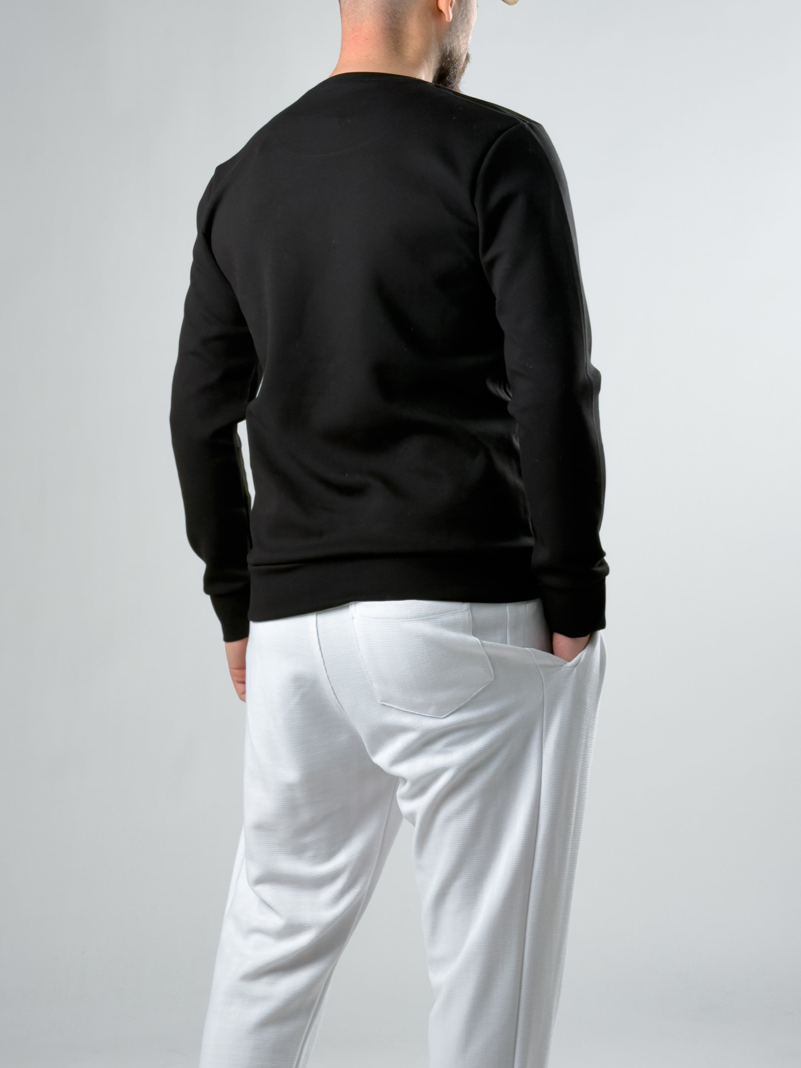 Siyah Basic Bisiklet Yaka Sweatshirt