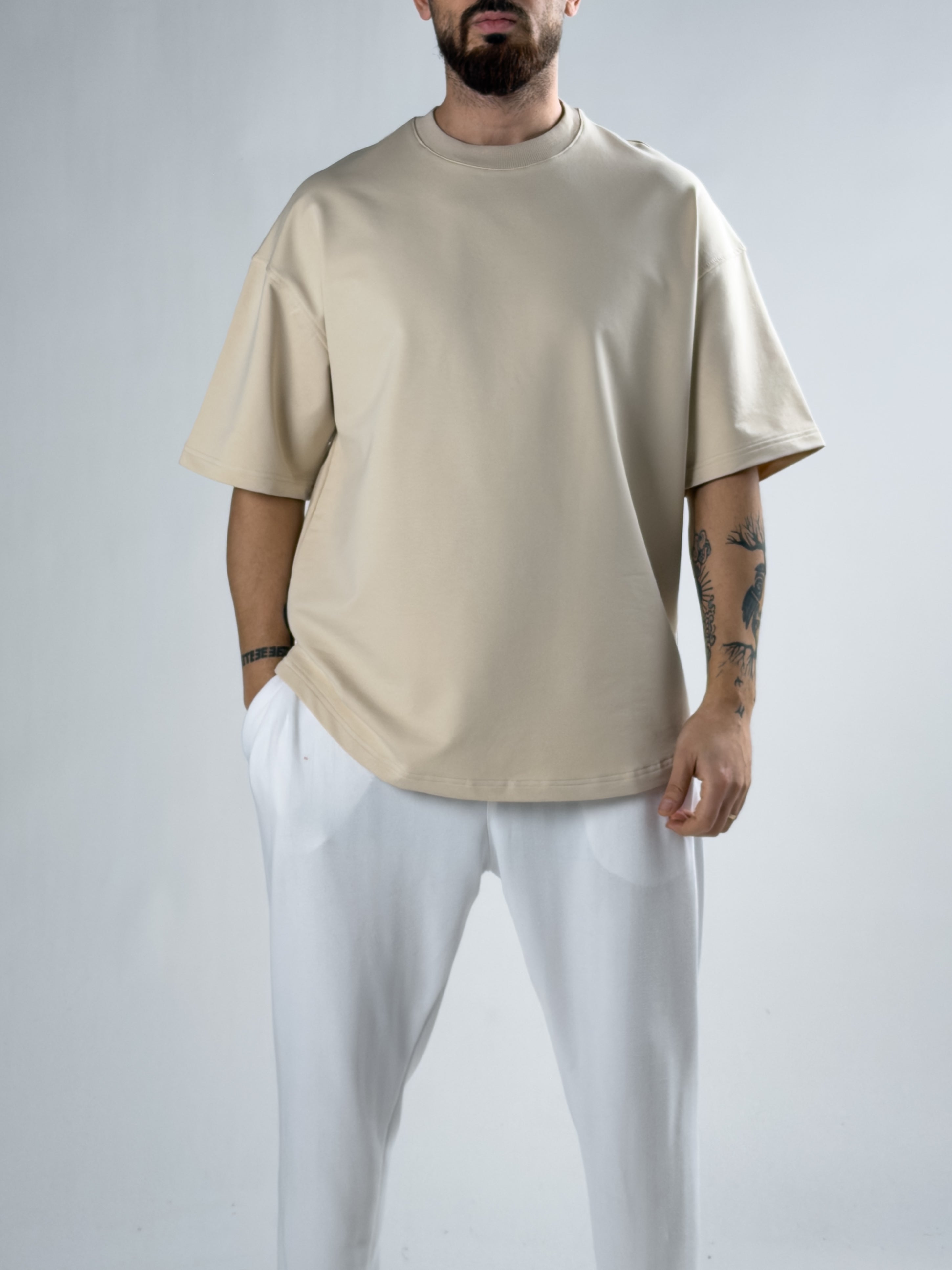 Sand Beige Basic T-Shirt Ürün ana görseli