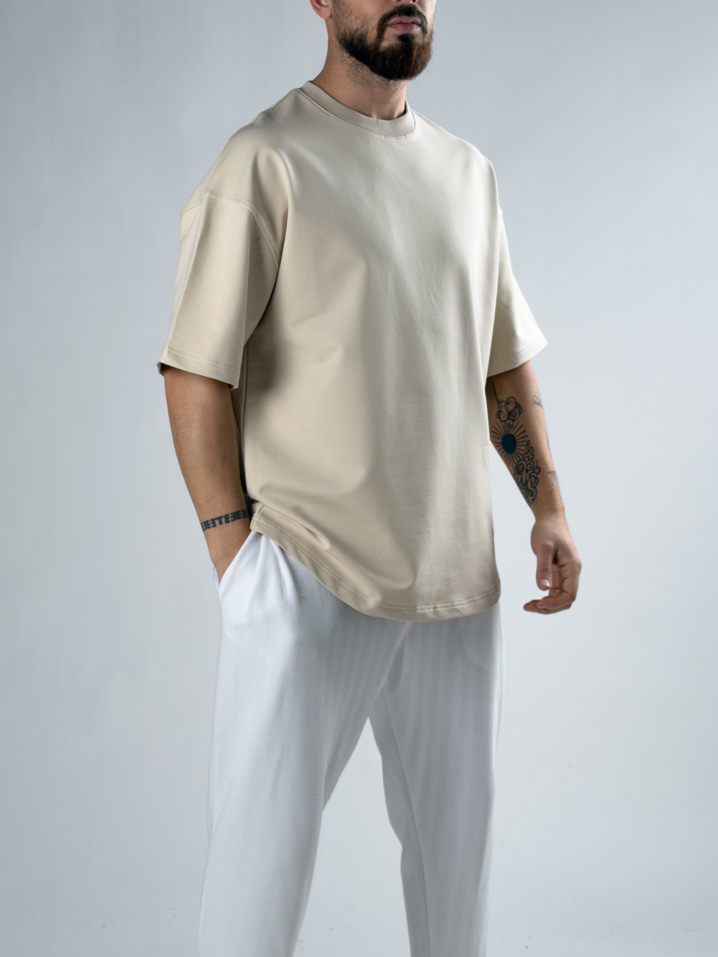 Sand Beige Basic T-Shirt Ürün ikincil görseli