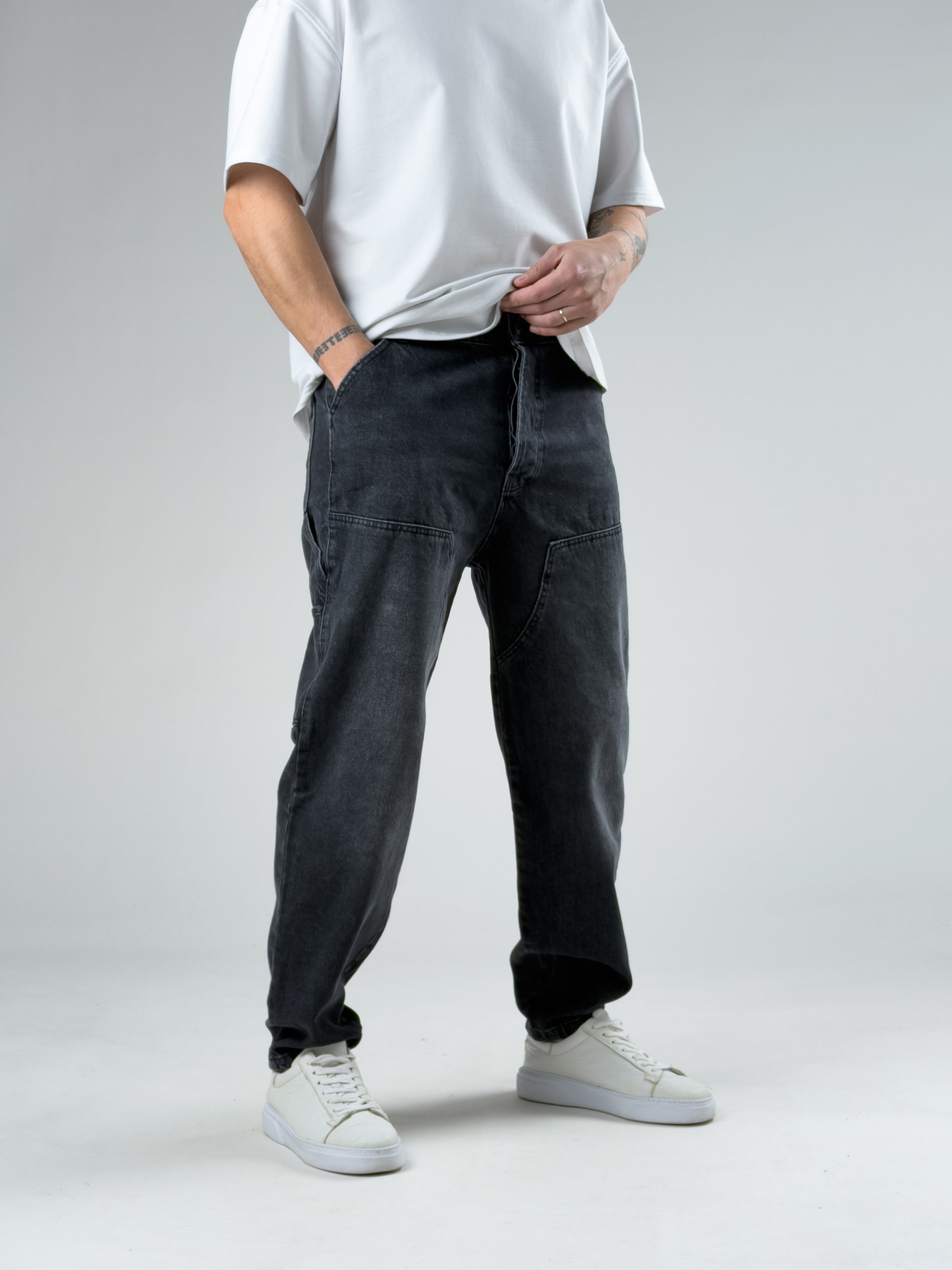 Washed Black Worker Fit Jean Ürün ikincil görseli