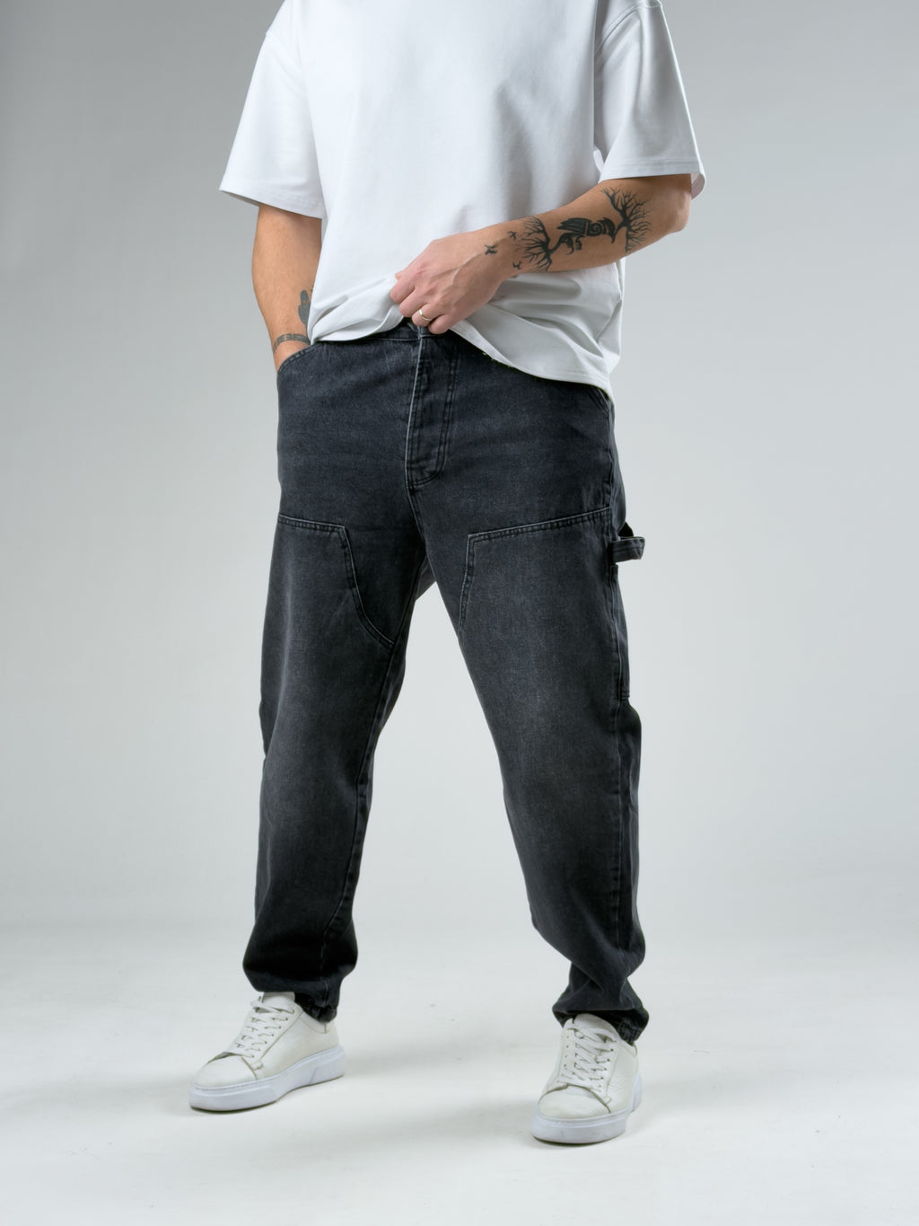Washed Black Worker Fit Jean