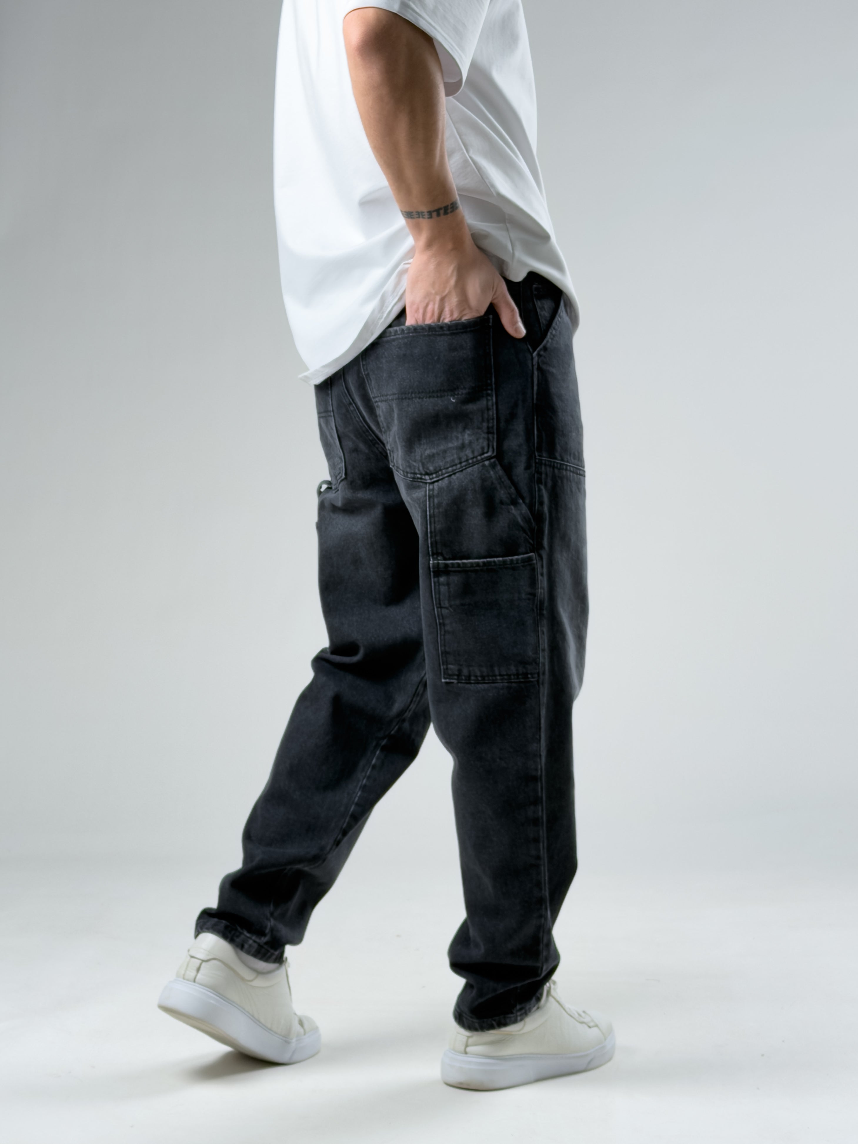 Washed Black Worker Fit Jean