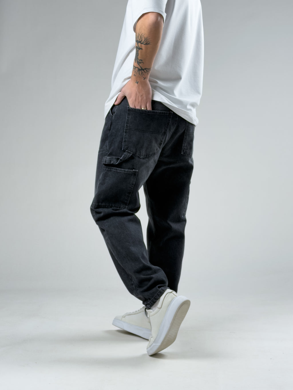 Washed Black Worker Fit Jean