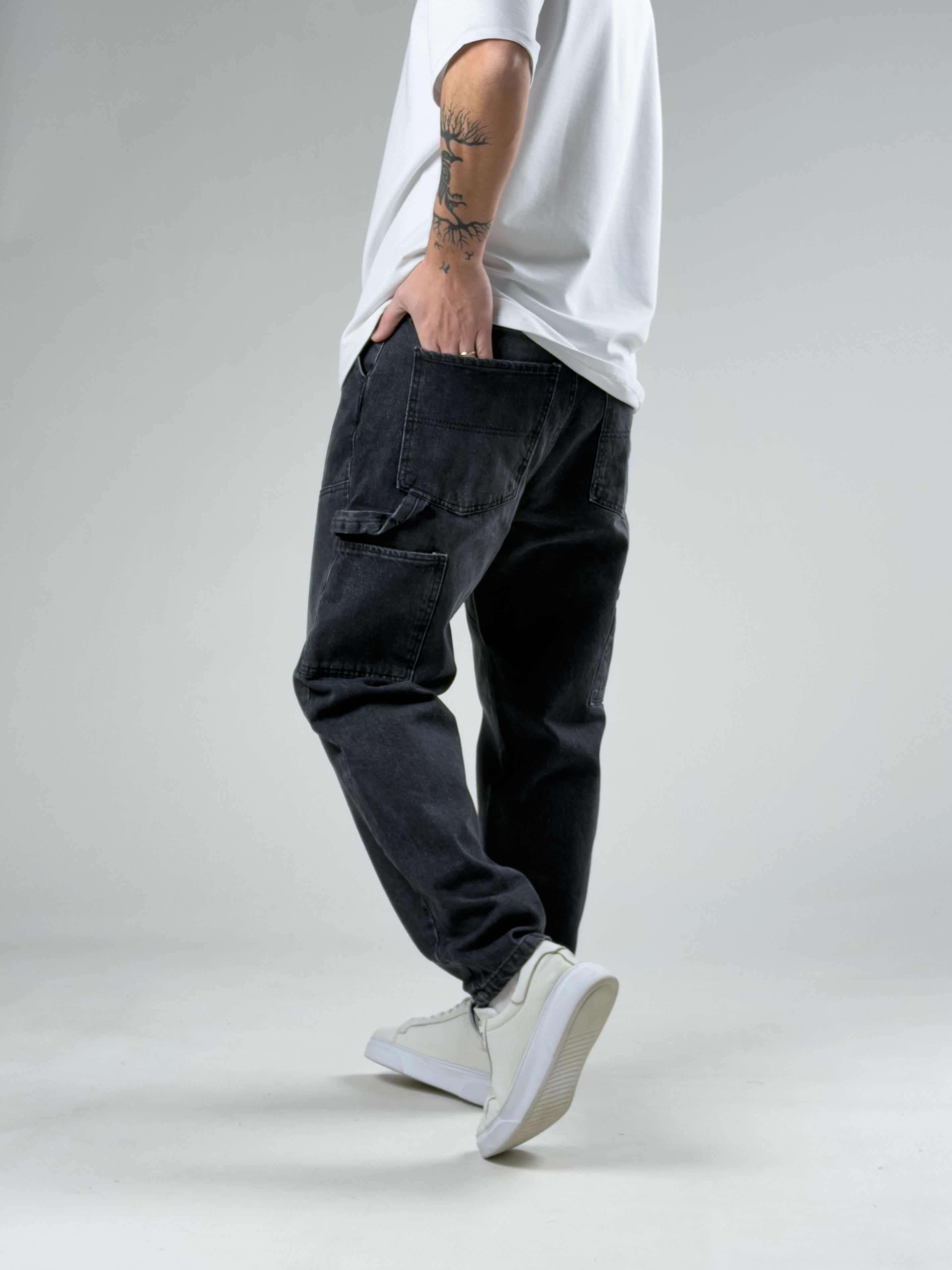 Washed Black Worker Fit Jean