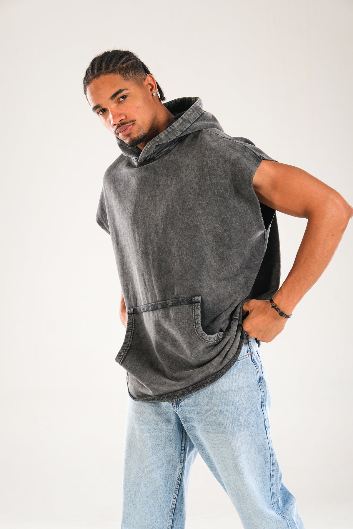 Premium 3 İplik Antrasit Urban Cut Hoodie Ürün ana görseli