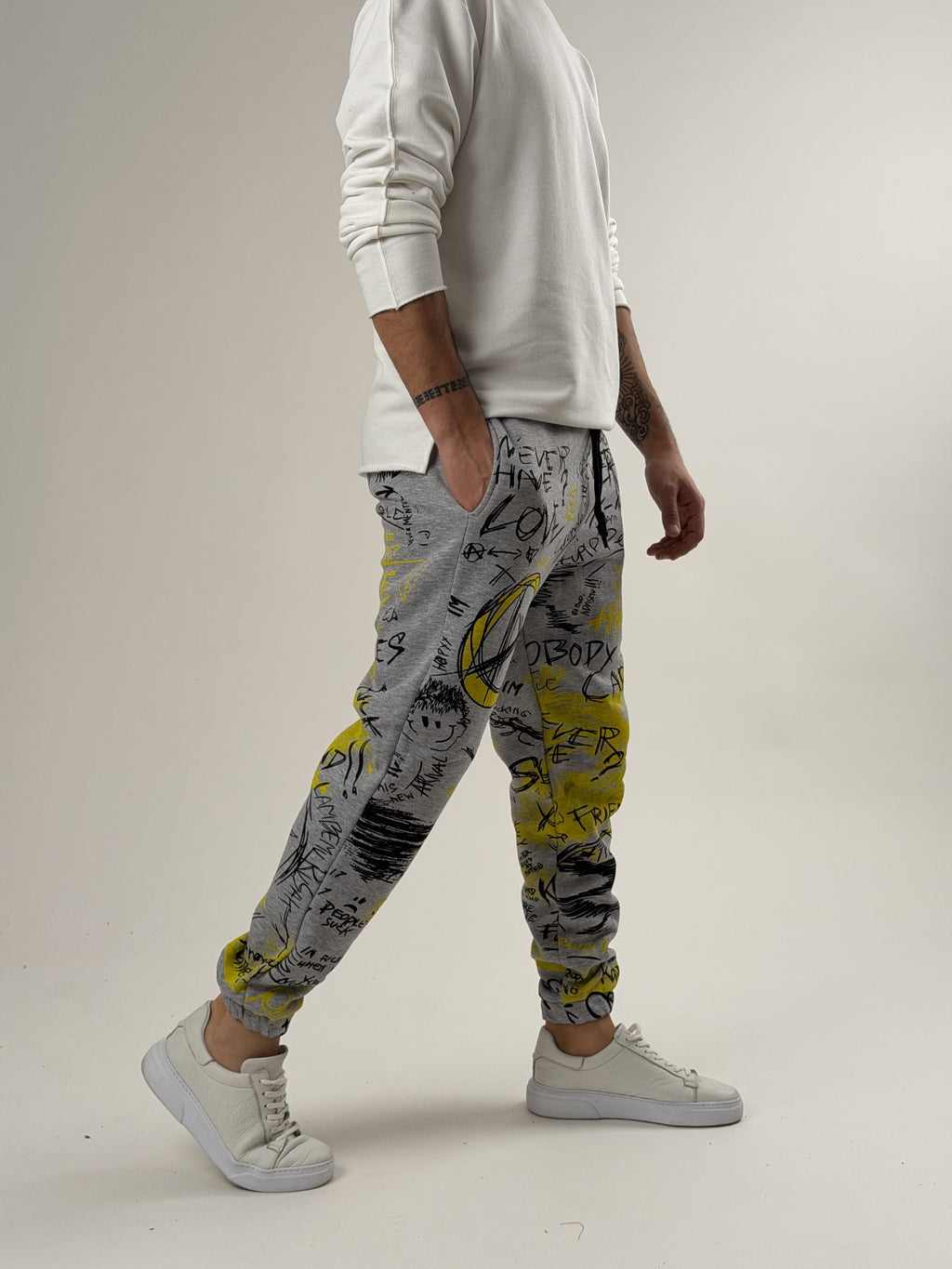 Urban Graffiti Gri Jogger Pantolon