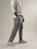 Light Grey Büzgülü Cepli Jogger Pantolon
