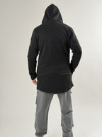 Midnight Skull Siyah Fermuarlı Uzun Sweatshirt