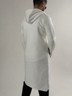 White Contrast Fermuarlı Uzun Sweatshirt