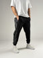 Yan Desenli Siyah Jogger Pantolon
