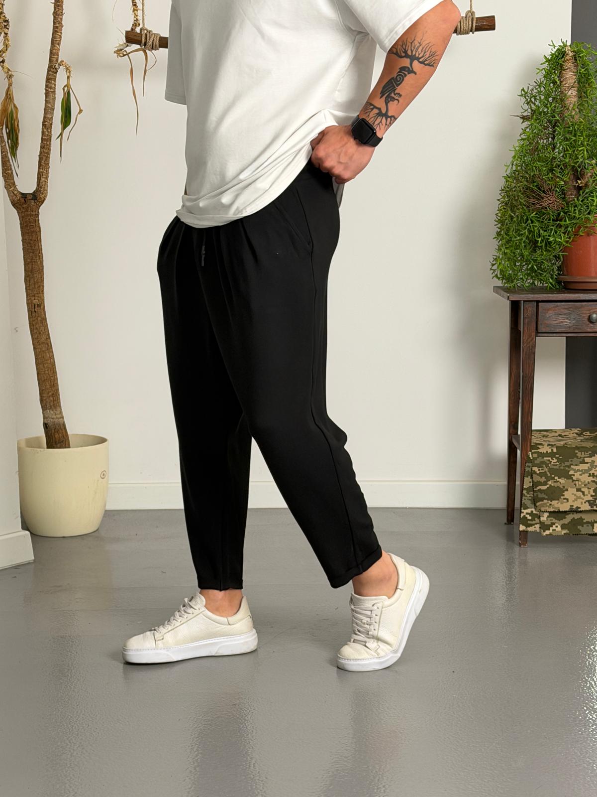 Zen Comfort Siyah Pileli Boyfriend Pantolon Ürün ikincil görseli