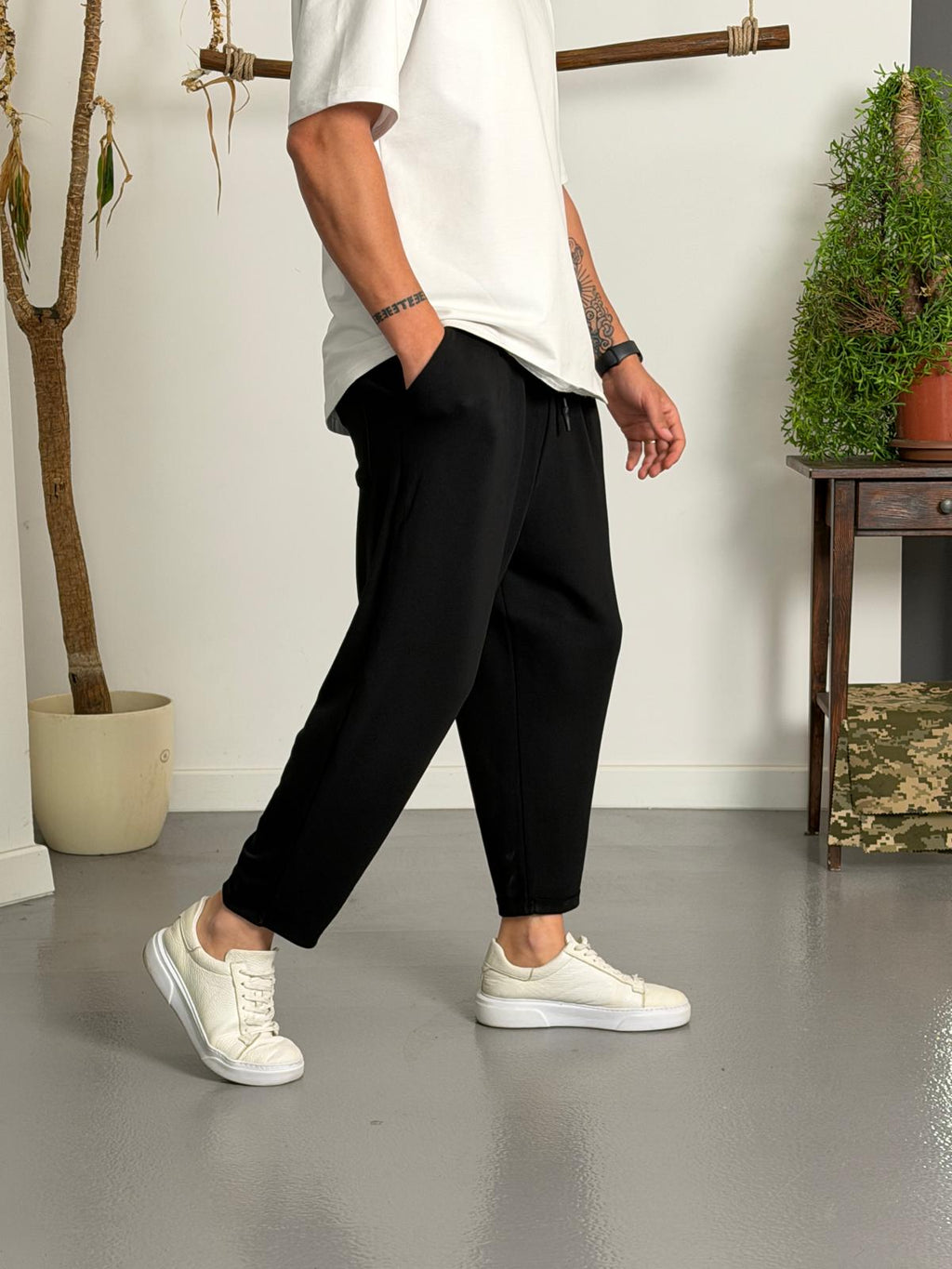 Zen Comfort Siyah Pileli Boyfriend Pantolon