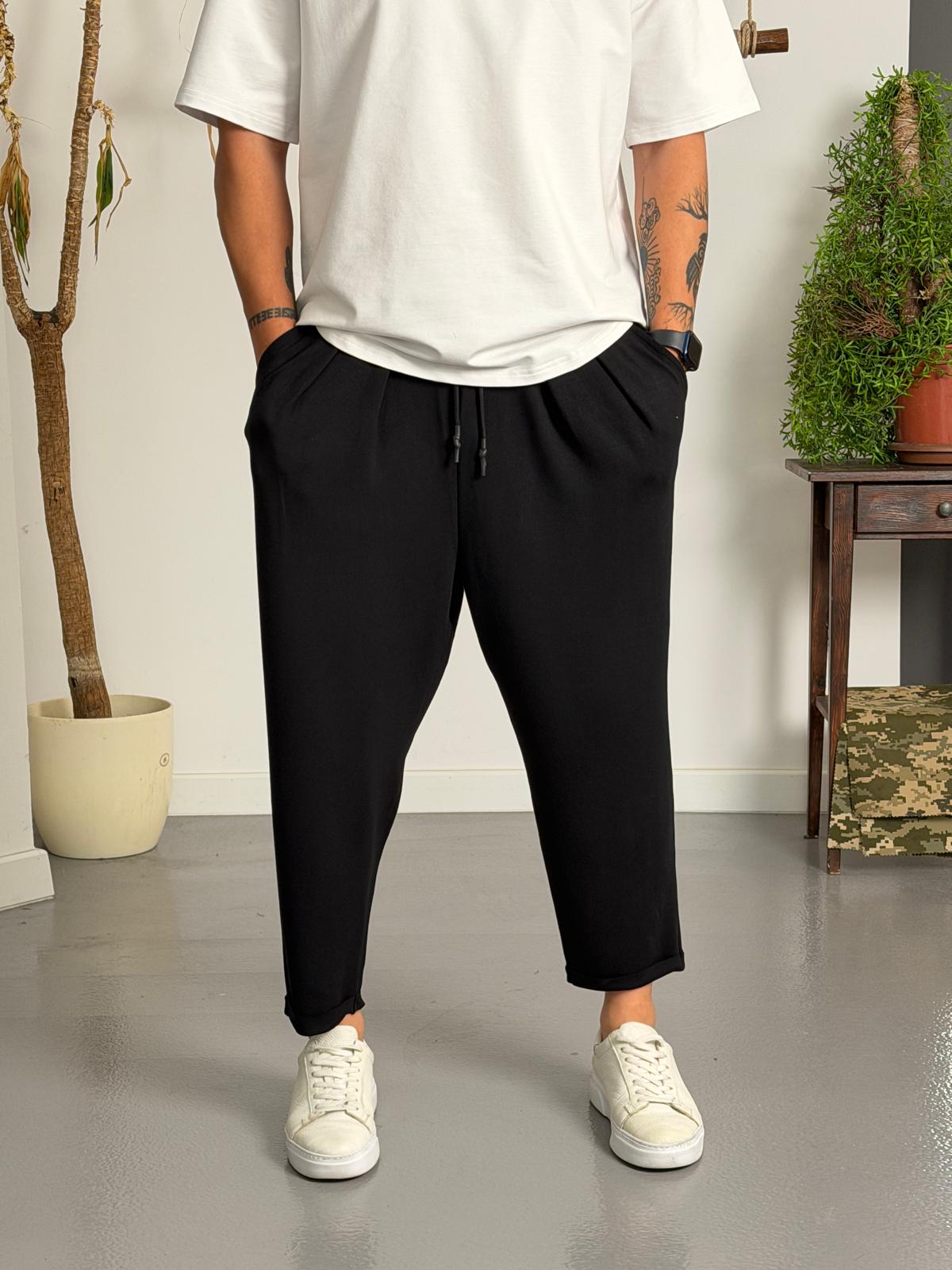 Zen Comfort Siyah Pileli Boyfriend Pantolon