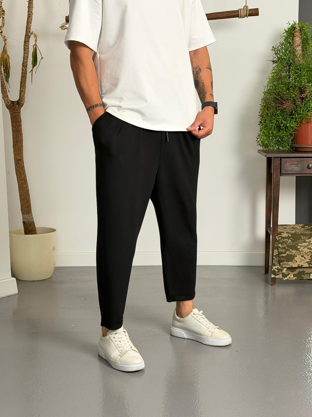 Zen Comfort Siyah Pileli Boyfriend Pantolon