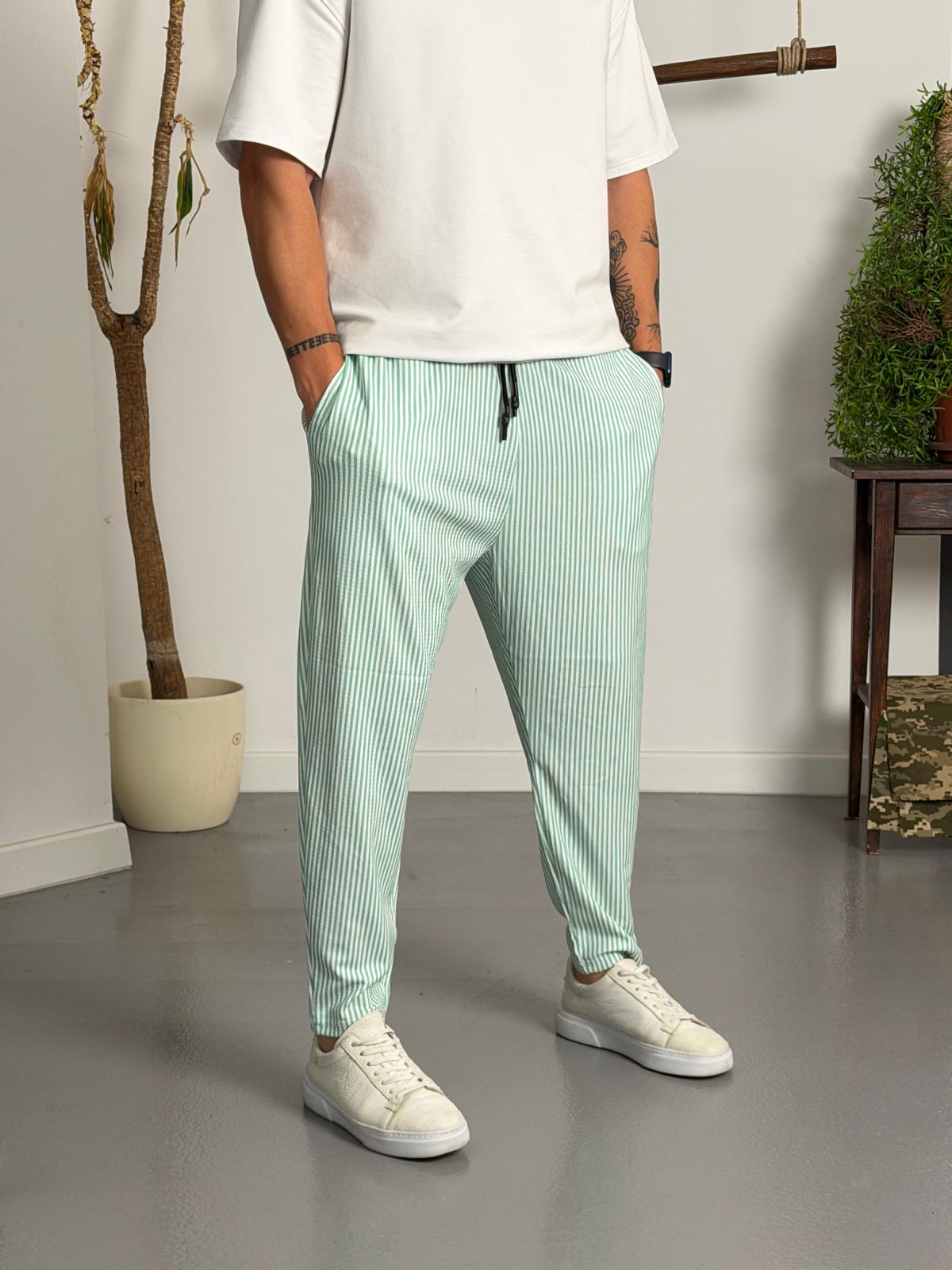 Mint Stripe Pantolon