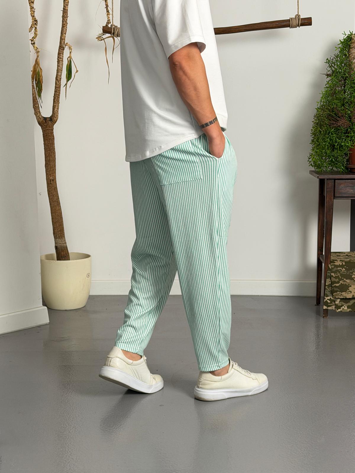 Mint Stripe Pantolon