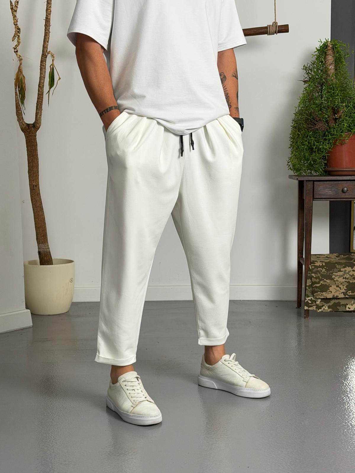 Zen Comfort Beyaz Pileli Boyfriend Pantolon Ürün ikincil görseli
