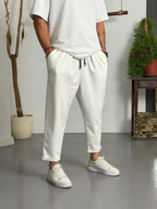 Zen Comfort Beyaz Pileli Boyfriend Pantolon