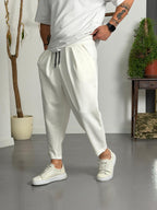 Zen Comfort Beyaz Pileli Boyfriend Pantolon