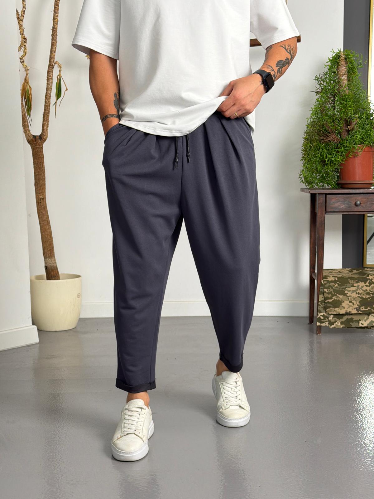 Zen Comfort Füme Pileli Boyfriend Pantolon