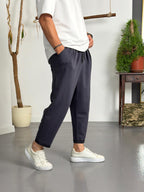 Zen Comfort Füme Pileli Boyfriend Pantolon