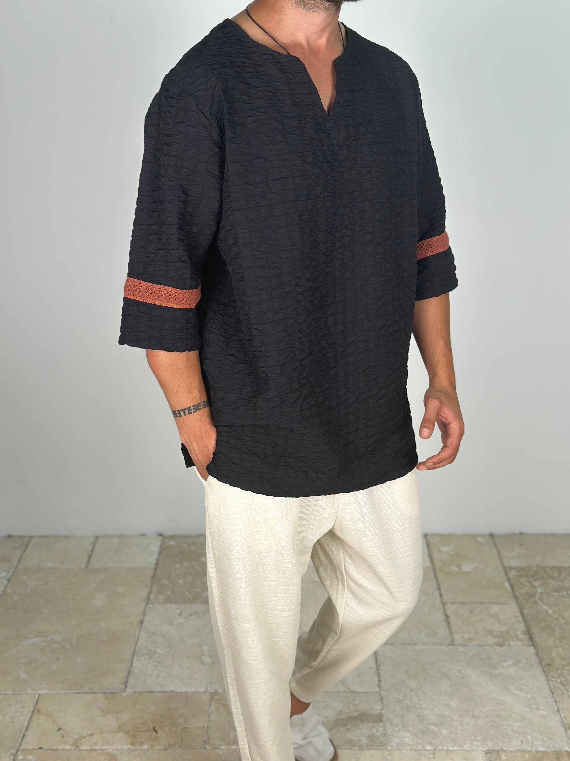 Fakir Kol Siyah T-Shirt