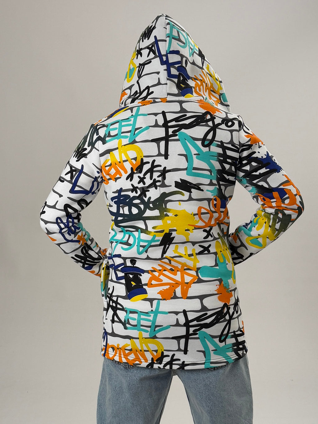 Graffiti Fermuarlı Uzun Sweatshirt