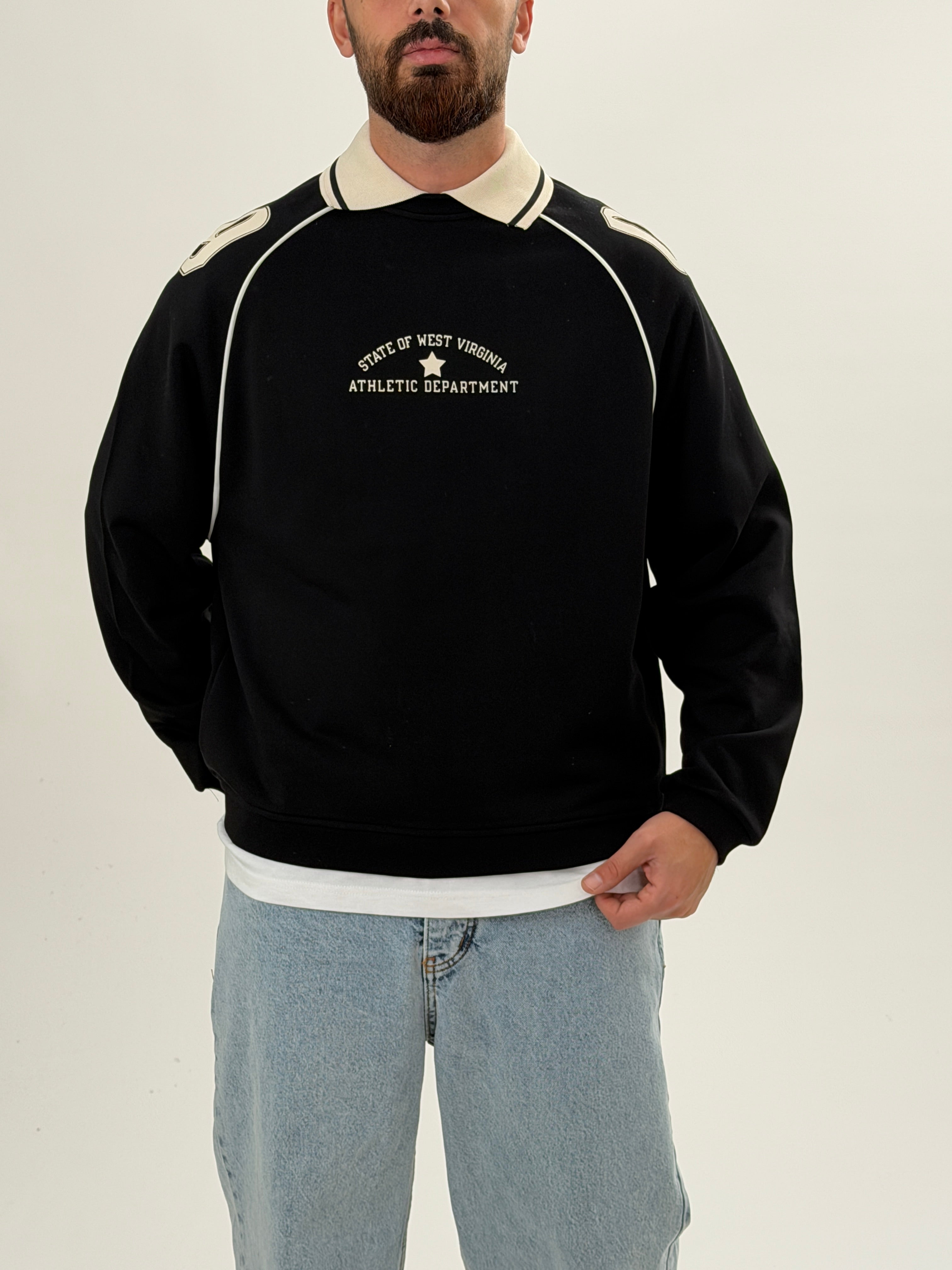 Retro Athletic Siyah Sweatshirt Ürün ikincil görseli