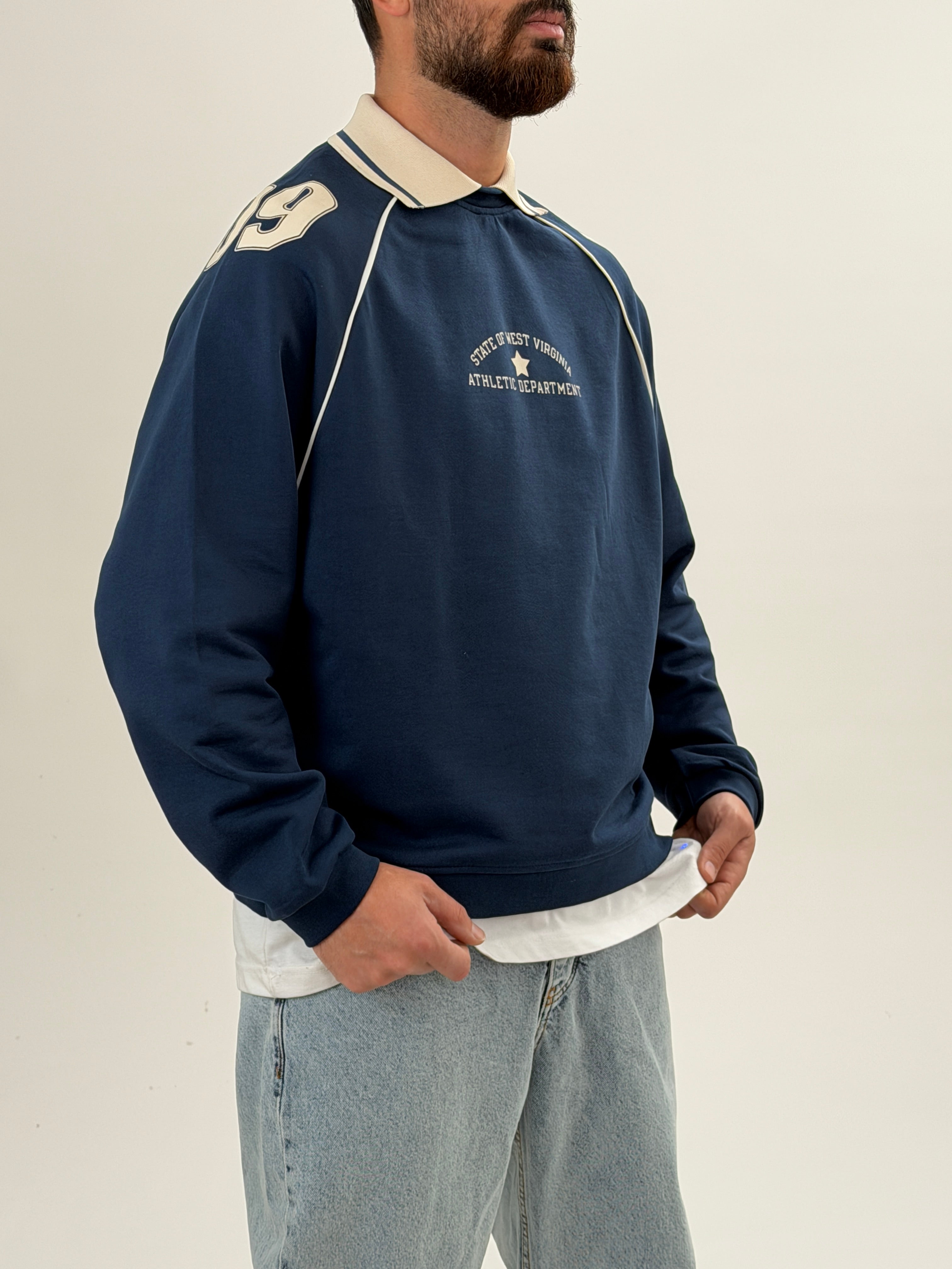 Retro Athletic Lacivert Sweatshirt