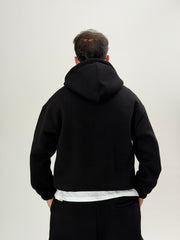 Siyah Fermuarlı Hoodie